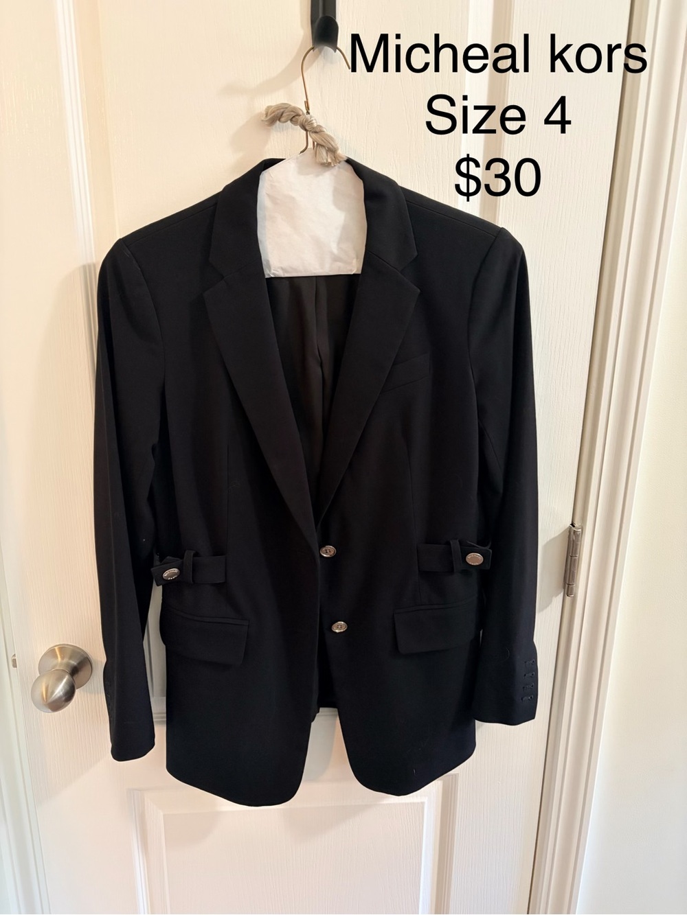 Michael Kors Black Men’s Single-Breasted Blazer with Silver Buttons